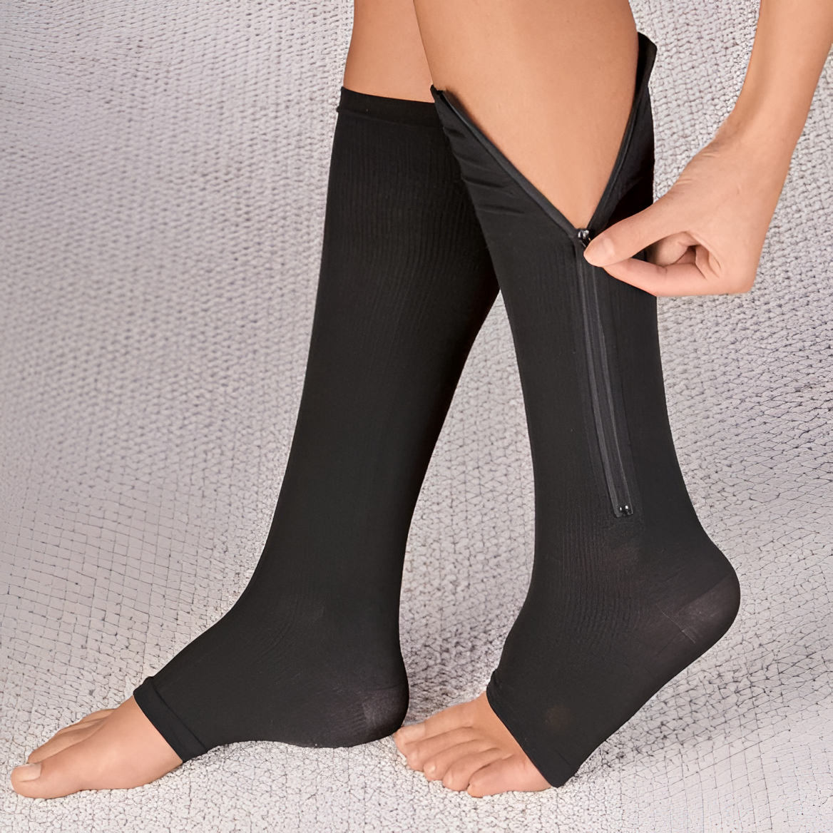 Zippered compression stockings 20-30 mmHg for effective edema relief & improved circulation health. Unisex design.