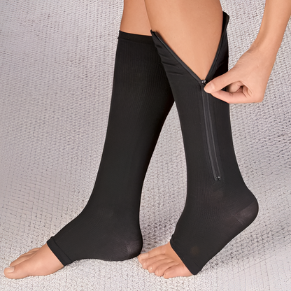 Zippered compression stockings 20-30 mmHg for effective edema relief & improved circulation health. Unisex design.
