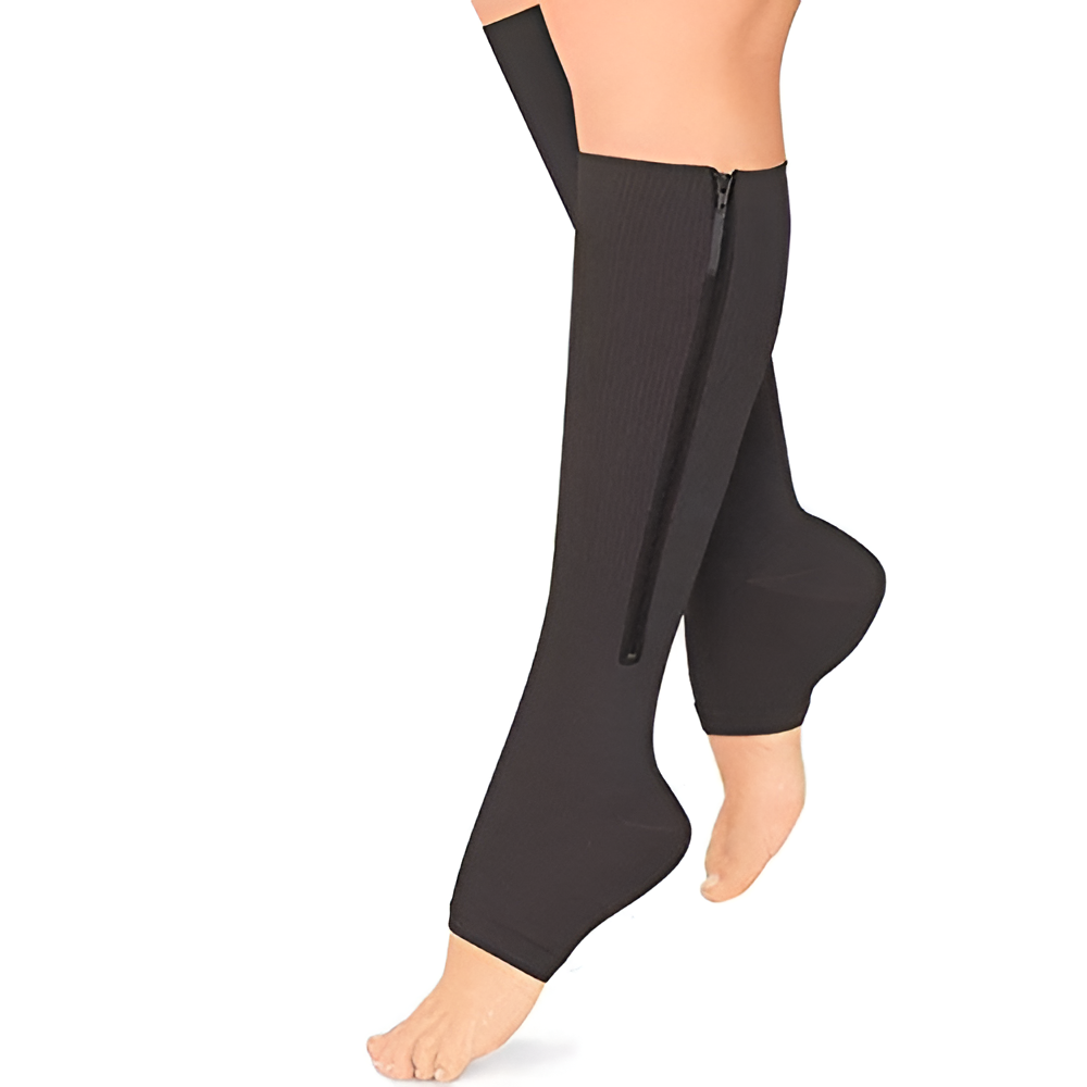 Comfortable unisex compression socks with zipper. Optimal leg support for daily wear, travel & active lifestyles.