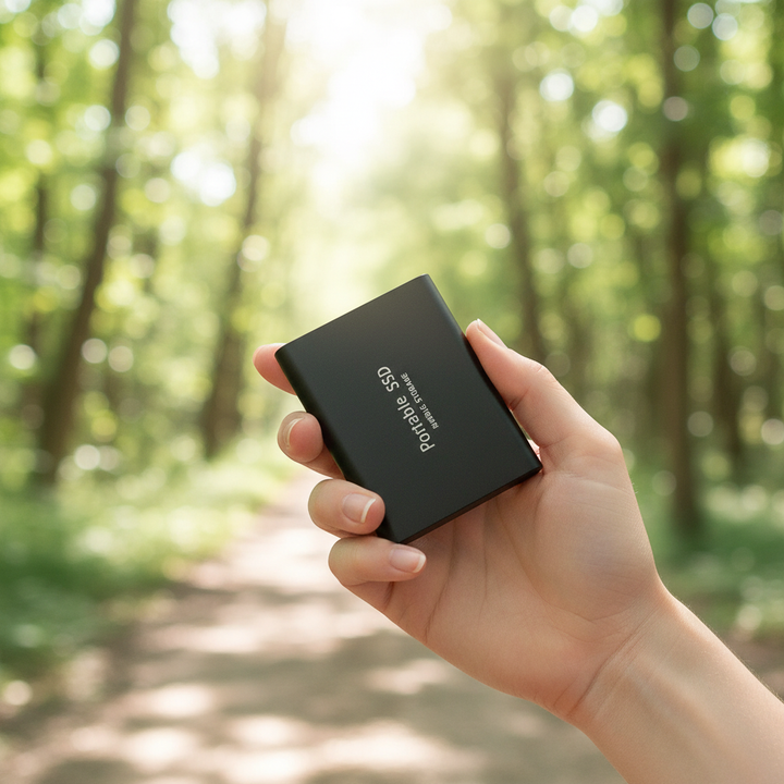 Universal 128TB External SSD for ultra-fast data storage & backup.