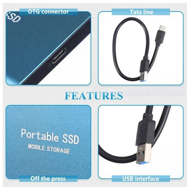 Universal 128TB portable external SSD, a versatile solution for fast data storage & backup needs.