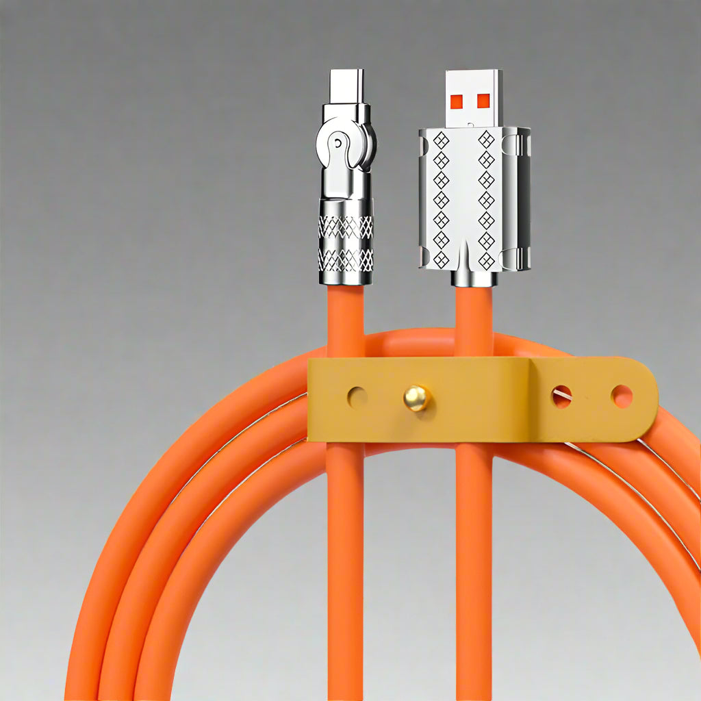 Image showing the 180° rotation of the anti-break 120W universal fast charging cable.