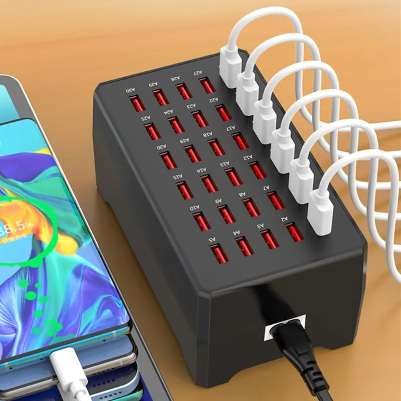 ChargeMax 30 multi-port USB charger. Efficiently fast charge all your tech devices for home, office or school.