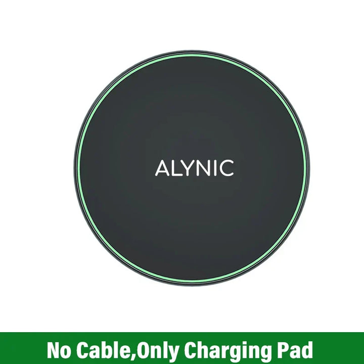 Modern 30W wireless fast charger pad. Essential smartphone accessory for quick power.