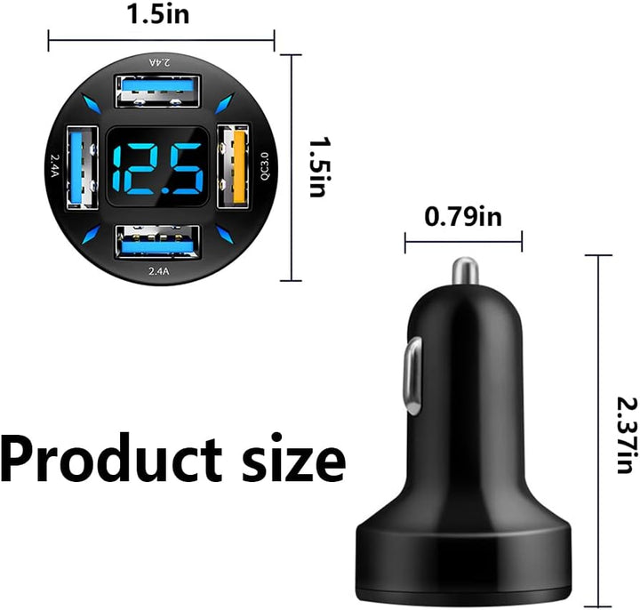 Black 66W Super Fast Car Charger, USB PD & QC 3.0 compatible, ensures rapid charging for all devices.
