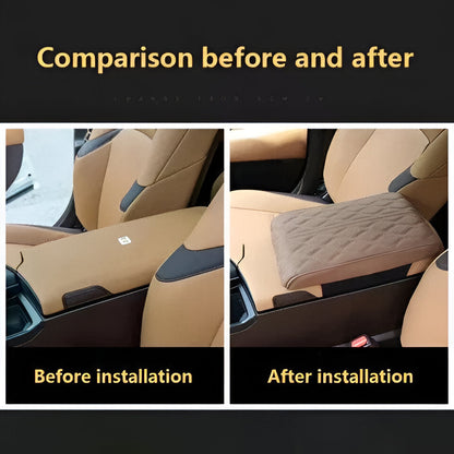 Durable universal leather armrest pad with memory foam, providing lasting comfort & protection for car interiors.