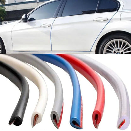 Black car door edge protector strip, universal, guards against scratches and minor dents.