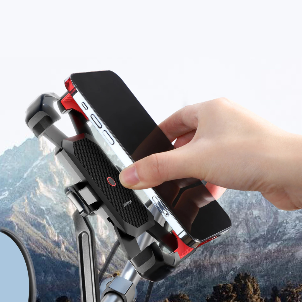 Adjustable universal car phone mount with 360-degree rotation, ideal for hands-free phone use and navigation.