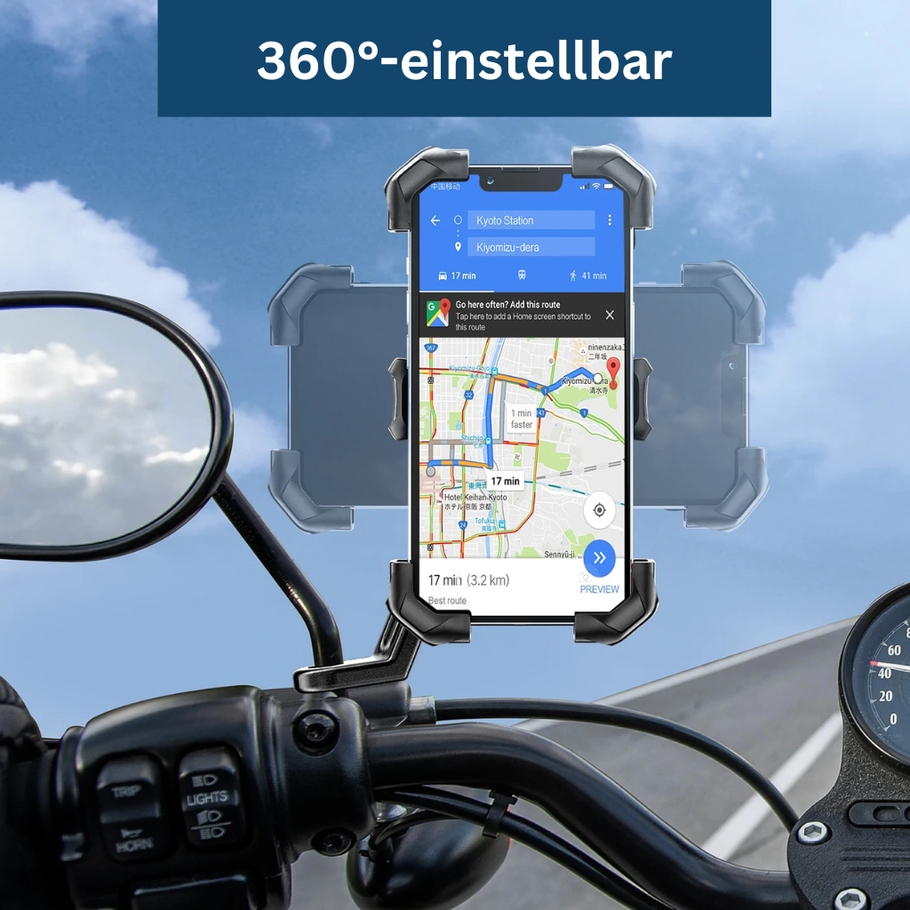 Black universal car phone holder showing a strong suction cup mount on a car windshield.