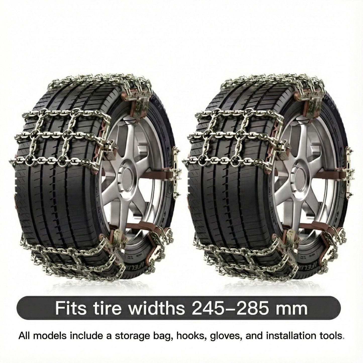 Manganese steel snow chains for reliable anti-skid car traction