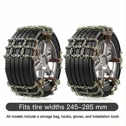 Manganese steel snow chains for reliable anti-skid car traction