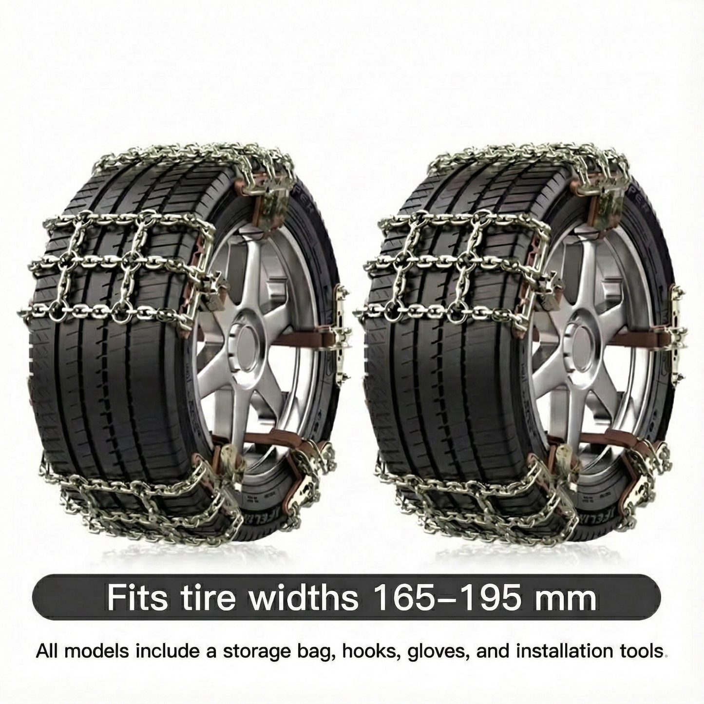 Car accessory: durable snow chains for safe winter driving and traction