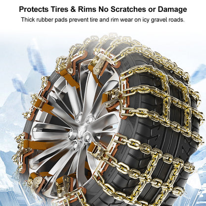 Set of universal tire traction chains for improved car handling