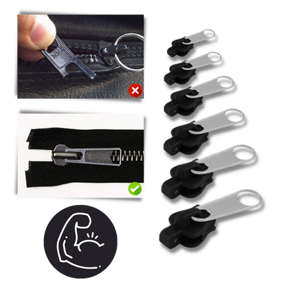 Quick zipper fix for jackets, backpacks & pants. Universal clip-on slider provides instant, no-tool clothing repair.