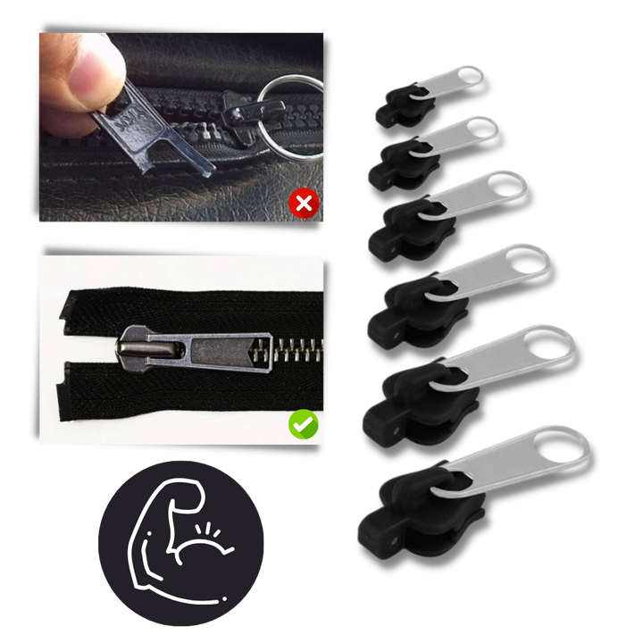 Quick zipper fix for jackets, backpacks & pants. Universal clip-on slider provides instant, no-tool clothing repair.