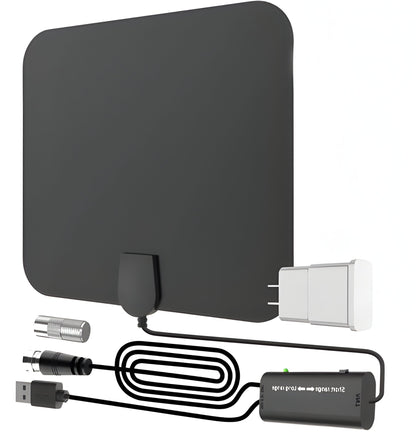 Universal Digital Amplified Indoor HDTV Antenna with Signal Booster for free TV & cord cutting.