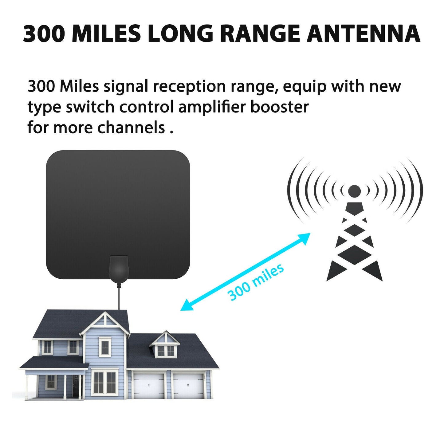 Easy setup universal indoor HDTV antenna for amplified free digital TV channels, ideal for cord cutting.