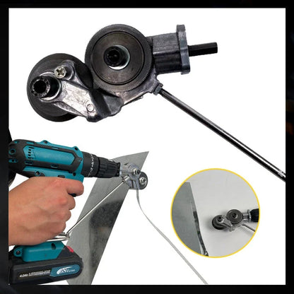 Heavy-duty metal cutter drill attachment for efficient sheet metal cutting in workshops & DIY projects.