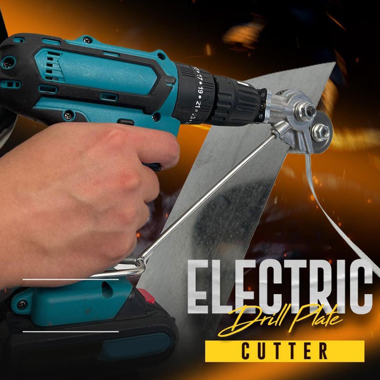 Precision plate cutter drill attachment for cutting various metals in electrical, plumbing & DIY projects.