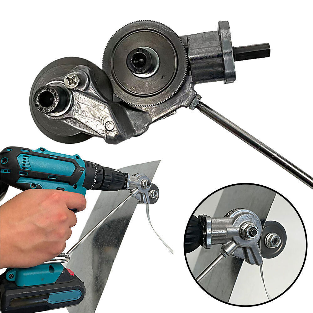 DIY workshop heavy-duty cutting tool: electric drill plate cutter for sheet metal fabrication and auto work.