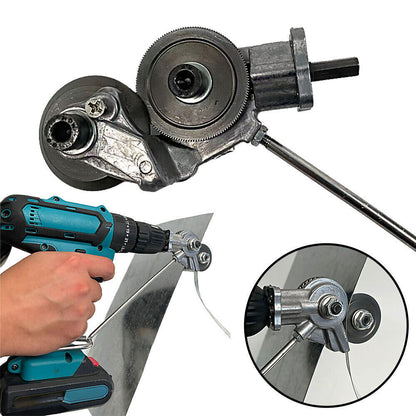 DIY workshop heavy-duty cutting tool: electric drill plate cutter for sheet metal fabrication and auto work.