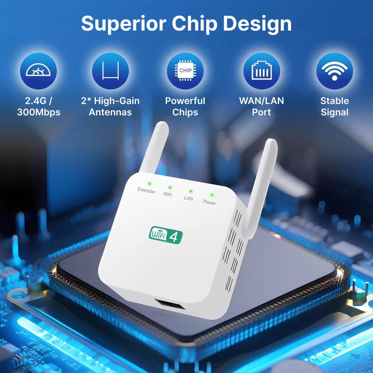 Boost internet speed with this Universal WiFi Signal Booster. Enjoy fast, reliable home tech networking & coverage.