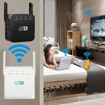 Easy setup WiFi Repeater, a dead zone killer. Upgrade your home networking with strong signal for seamless connection.