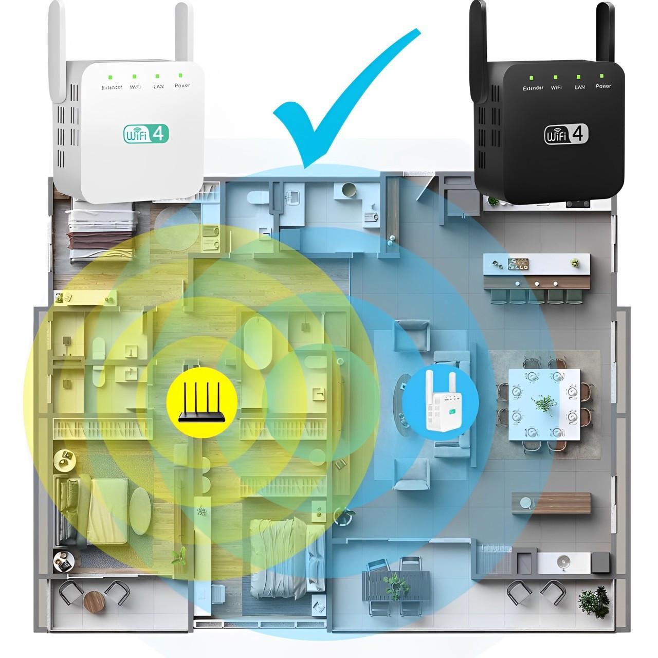 Long-range WiFi Repeater for whole-home coverage. Extend your wireless signal, eliminate dead spots & boost speed.