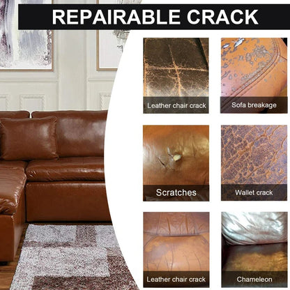 DIY furniture leather repair. Universal gel restores sofa upholstery from cracks, tears & scratches. Home improvement.
