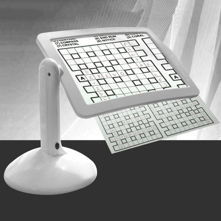 Hands-free LED page magnifier for elderly & low vision users. Adjustable stand enhances reading, hobbies & crafts with 3x zoom.
