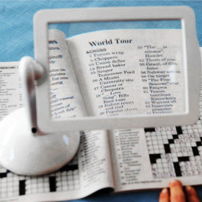 3x LED screen magnifier with 180° rotating stand for comfortable reading books & documents, providing eye protection.