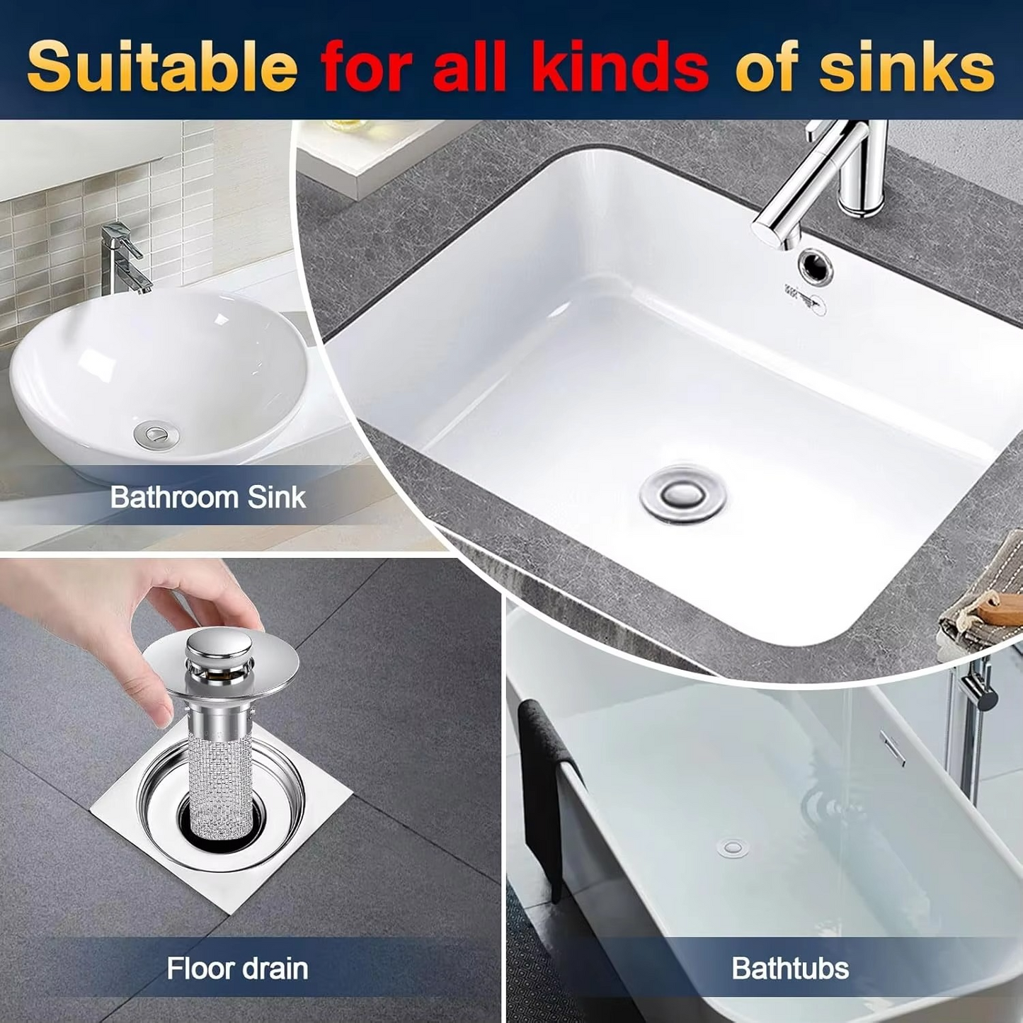 Keep drains clear with this universal pop-up sink stopper. A bathroom essential & hair catcher for home improvement.