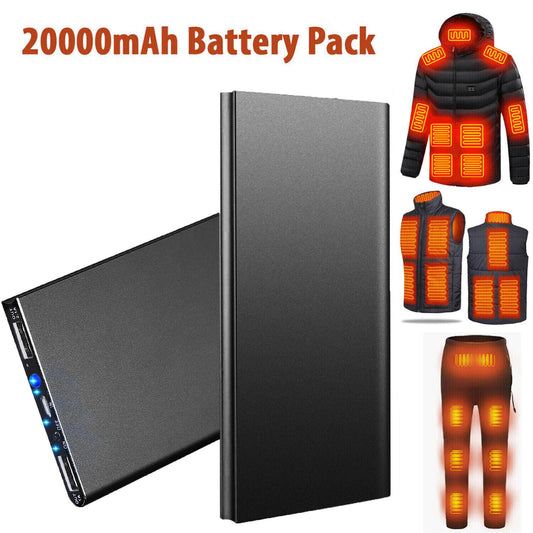 Universal portable power bank for heated jackets, also a portable USB charger & emergency power for outdoor gear.
