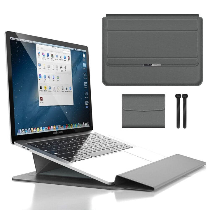 FlexiGuard: a durable computer bag with integrated laptop stand, ensuring protection and comfort.