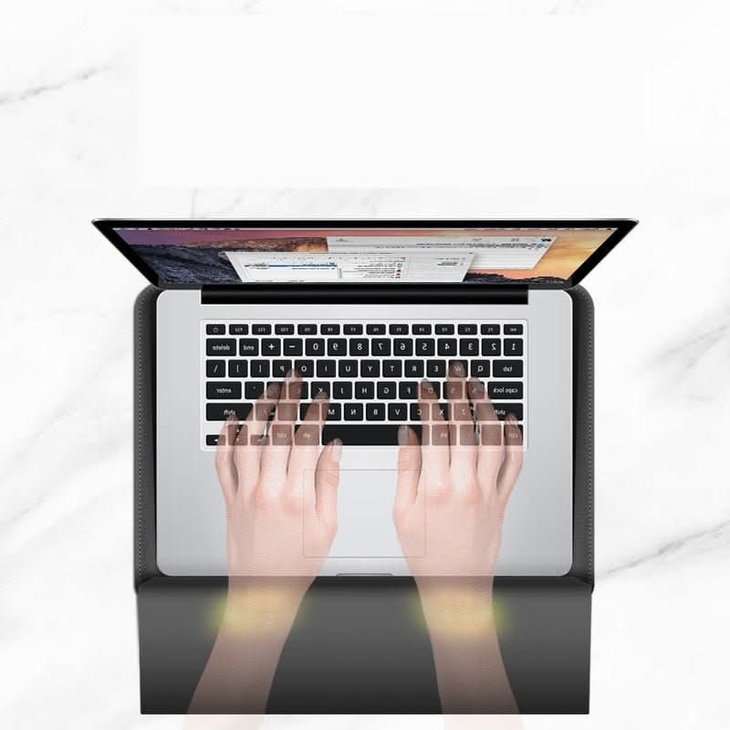 FlexiGuard tech accessory: a universal laptop sleeve transforming into a stable stand.