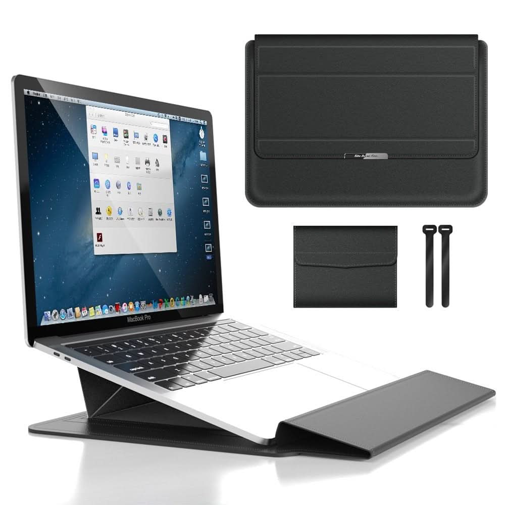 Close-up of FlexiGuard laptop sleeve material, highlighting waterproof and protective features.