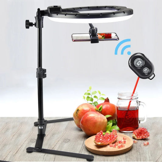 Universal ring light tripod stand with phone holder for photography & video. Ideal for content creation.