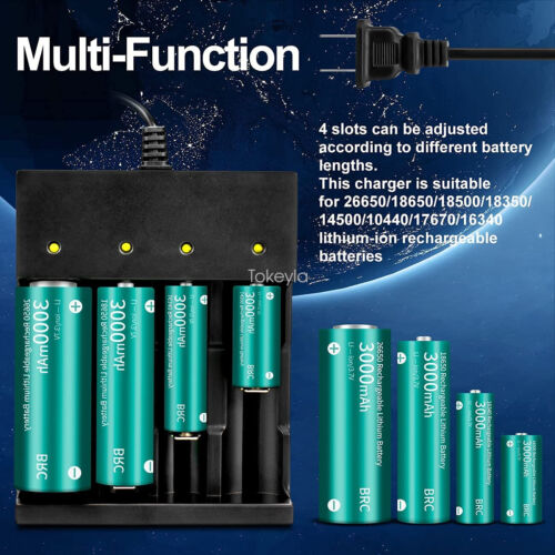 Multi-slot universal smart charger for 18650/26650 rechargeable Li-ion batteries