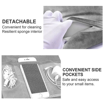 Lightweight & portable tablet pillow stand, hands-free phone holder, soft suede for travel.