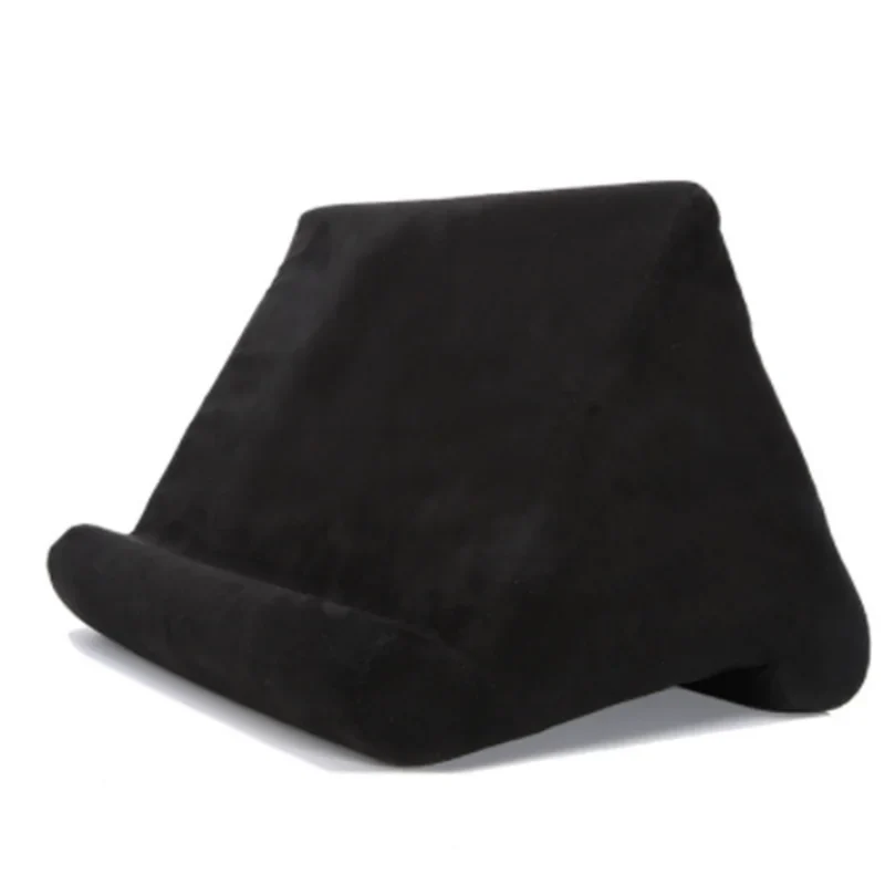 Soft suede tablet pillow stand, comfortable hands-free viewing, versatile phone & tablet holder.