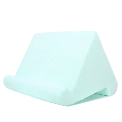 Ergonomic tablet stand for comfortable hands-free reading, soft viewing pillow for bed/couch.