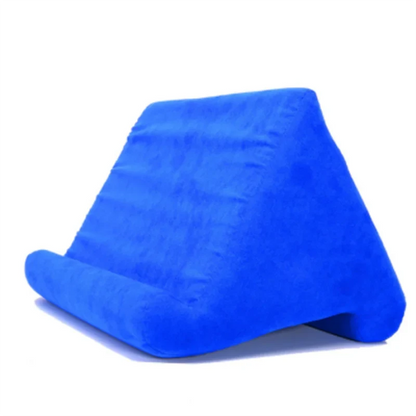 Universal tablet & phone holder pillow stand, perfect for hands-free viewing, portable design.