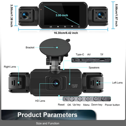 Universal wireless dashcam system for cars, offering front & rear surveillance with night vision.