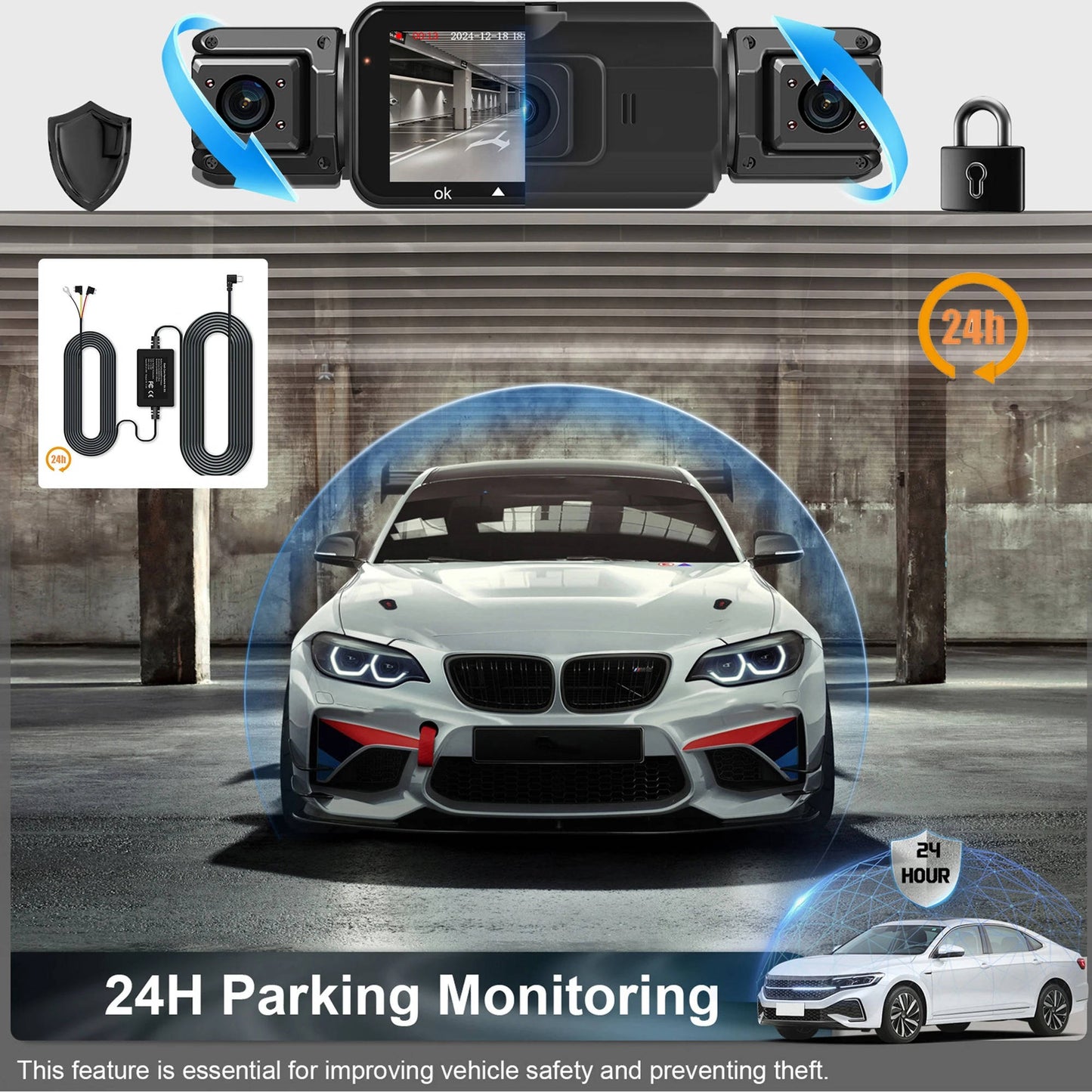 Front & rear driving recorder with wireless connectivity and advanced night vision technology.