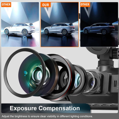 Experience superior night vision with this wireless front and rear car dash cam system.
