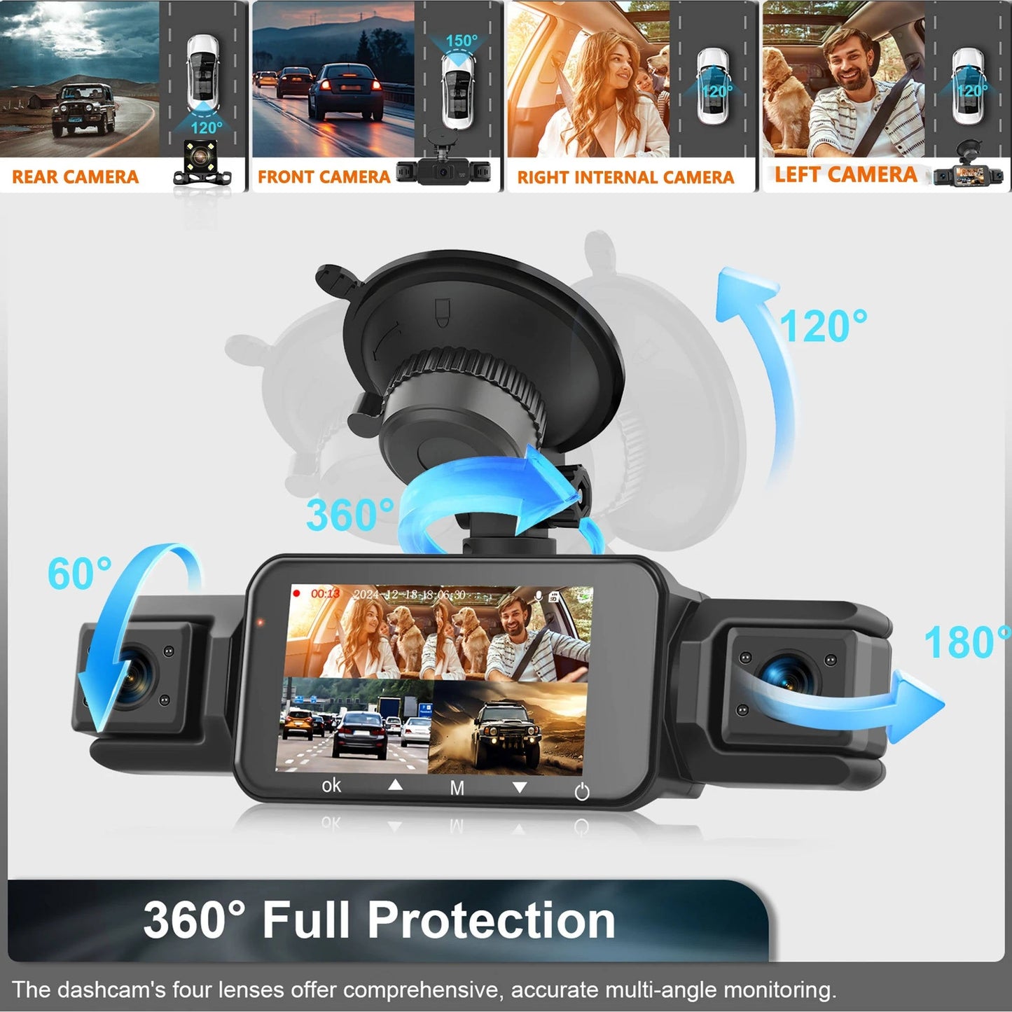 Easy install wireless dashcam kit provides front & rear vehicle security and parking monitoring.