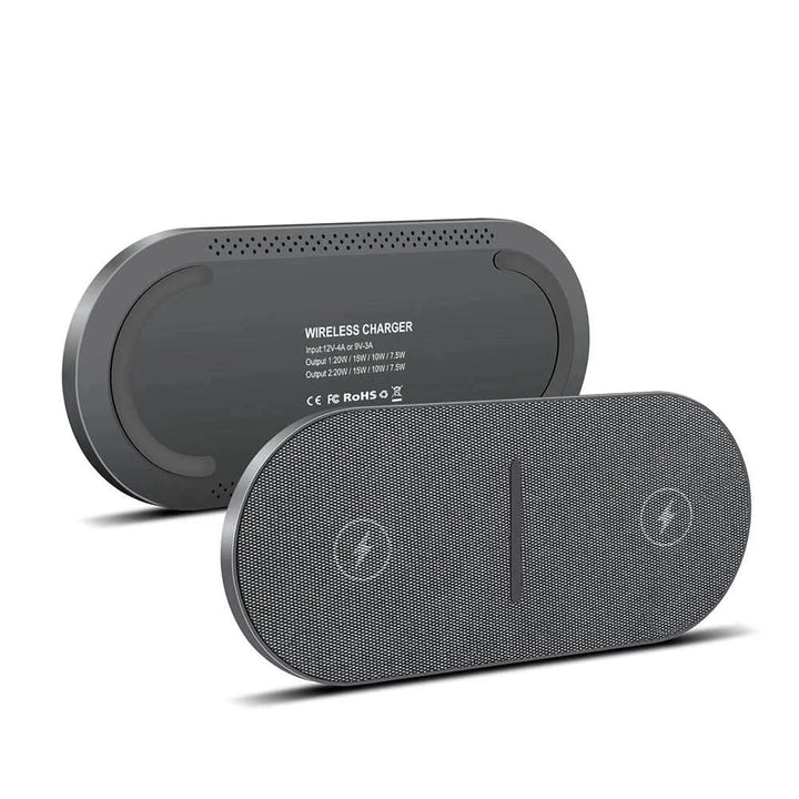 Universal fast charging pad. Wireless power for phones and earbuds. Qi compatible & perfect for a tidy desktop setup.