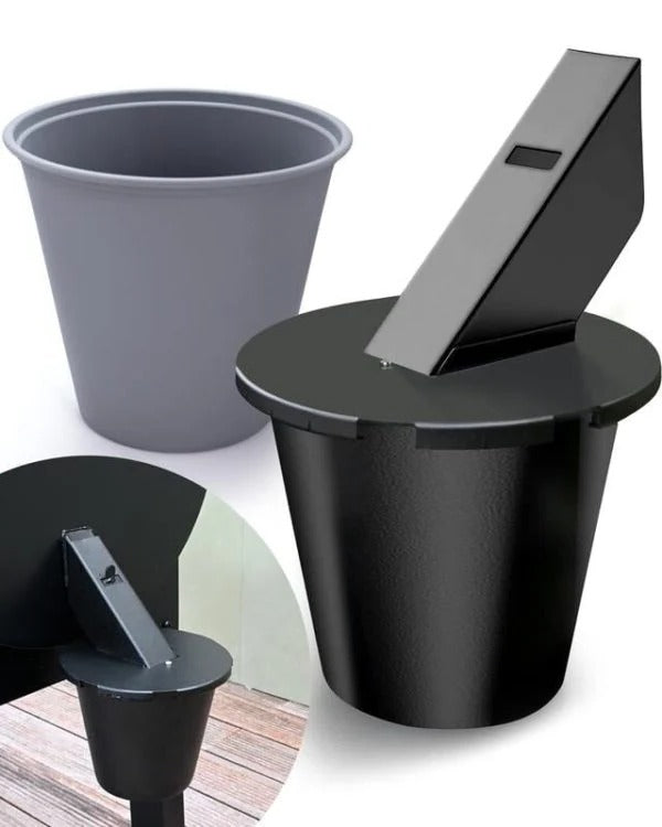 Upgraded grill grease collector with a secure lid for clean BBQ grilling and outdoor cooking. Reusable accessory.