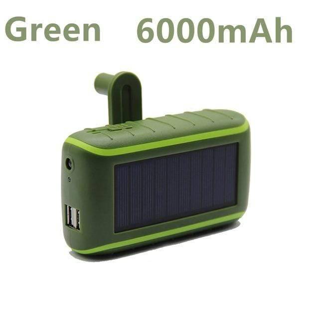 Durable emergency power bank offering solar, hand crank, and flashlight for essential outdoor gear