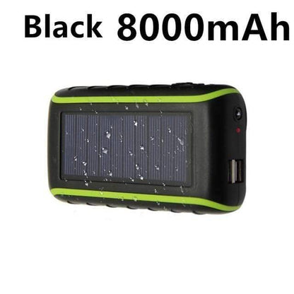 Versatile hand crank solar power bank, perfect for camping, hiking, and unexpected outages, with light